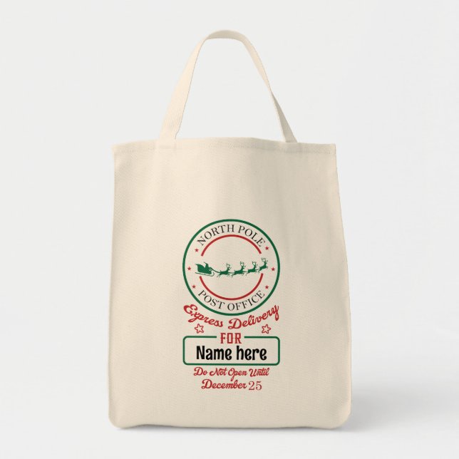 Create Your Own North Pole Express Delivery Sack Tote Bag (Front)