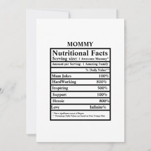 Create your own nutritional facts Mothers day Holiday Card