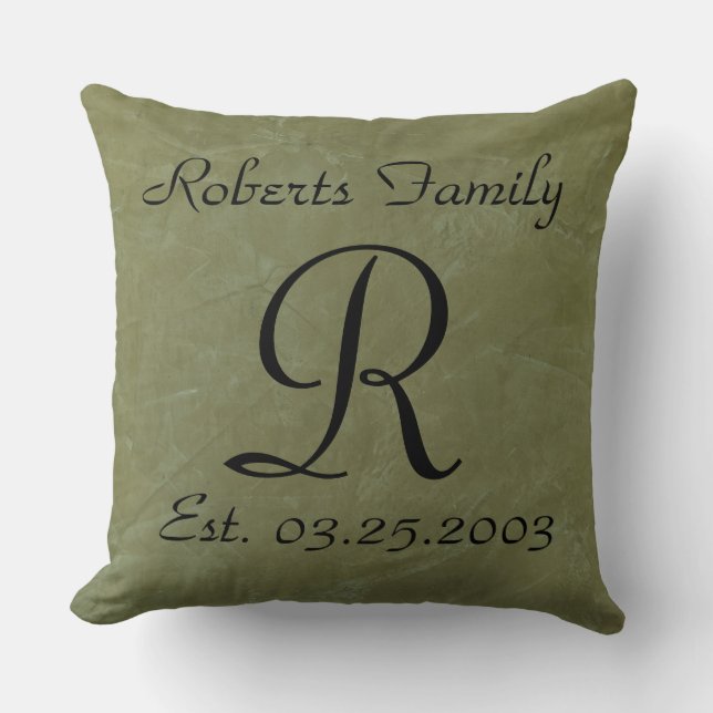 Create Your Own Olive Faux Leather Monogram Cushion (Front)