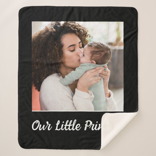 Create Your Own One Photo Personalised Black Sherpa Blanket (Front)