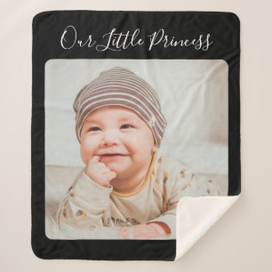 Create Your Own One Photo Personalised Black  Sherpa Blanket