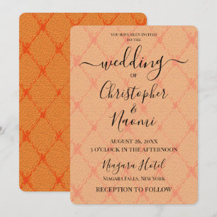 Create Your Own Orange Retro Diamond Pattern Invitation