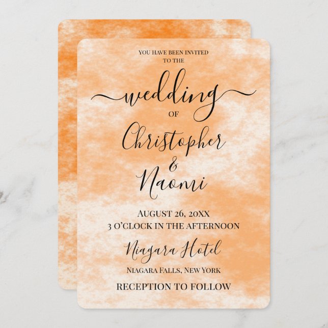 Create Your Own Orange & White Texture Invitation (Front/Back)