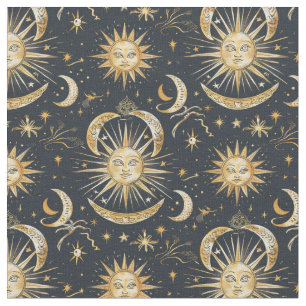 Create Your Own Ornate Celestial Blue & Gold Fabric