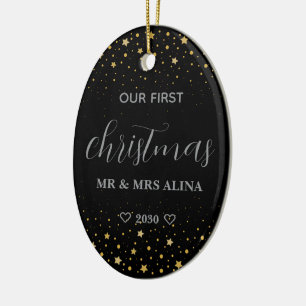 Create Your Own Our First Christmas Married Ceramic Ornament