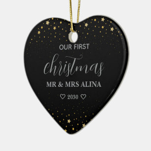 Create Your Own Our First Christmas Married Ceramic Ornament