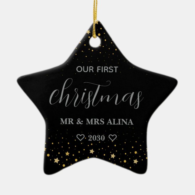 Create Your Own Our First Christmas Married Ceramic Ornament (Front)