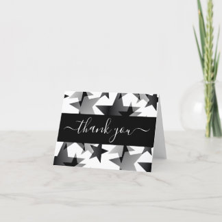 Create Your Own Overlapping Black Retro Stars Thank You Card