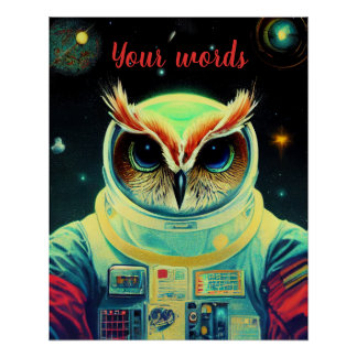 Create Your Own Owl in Space Astronaut Poster