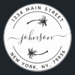 Create Your Own Palm Trees Round Return Address Classic Round Sticker<br><div class="desc">Create Your Own Round Return Address</div>
