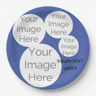 create your own paper photo text template blue paper plate