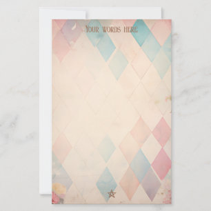 Create Your Own Pastel Harlequin Grunge Floral Stationery