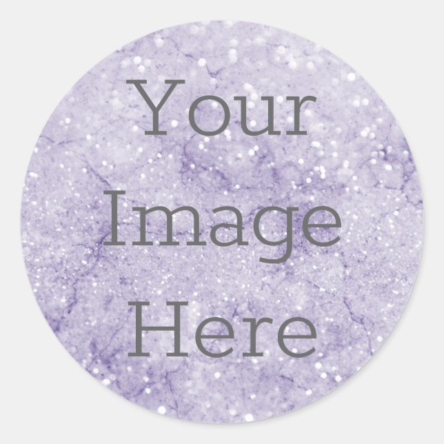 Create Your Own Pastel Lilac Purple Glitter Marble Classic Round Sticker (Front)