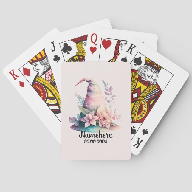 Create Your Own Pastel Rainbow Witch Hat Roses Playing Cards (Back)