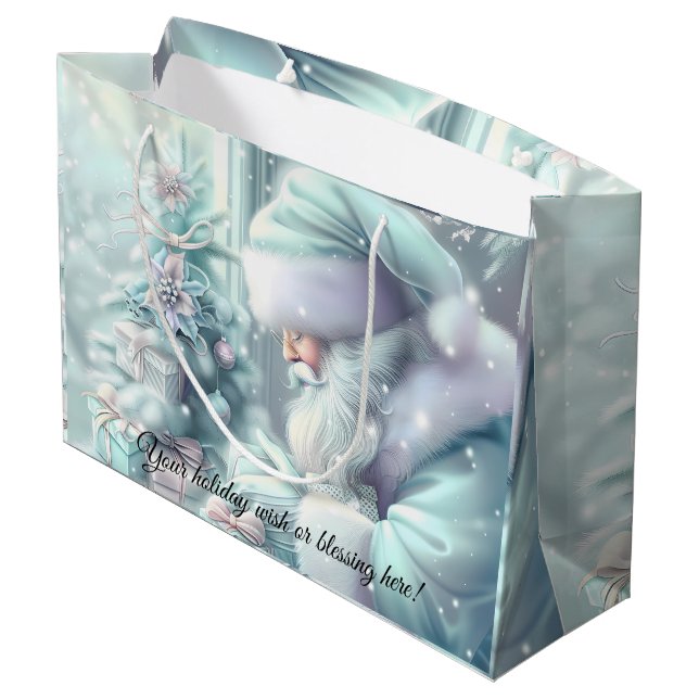 Create Your Own Pastel Santa & Christmas Tree Large Gift Bag (Back Angled)