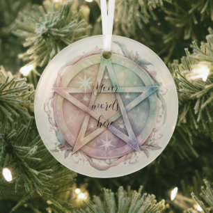 Create Your Own Pastel Starry Rainbow Pentacle Glass Tree Decoration