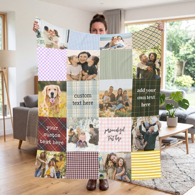 Create Your Own Patchwork 10 Photo Collage Fleece Blanket (Creator Uploaded)