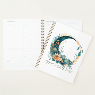 Create Your Own Peach & Teal Floral Moon Planner