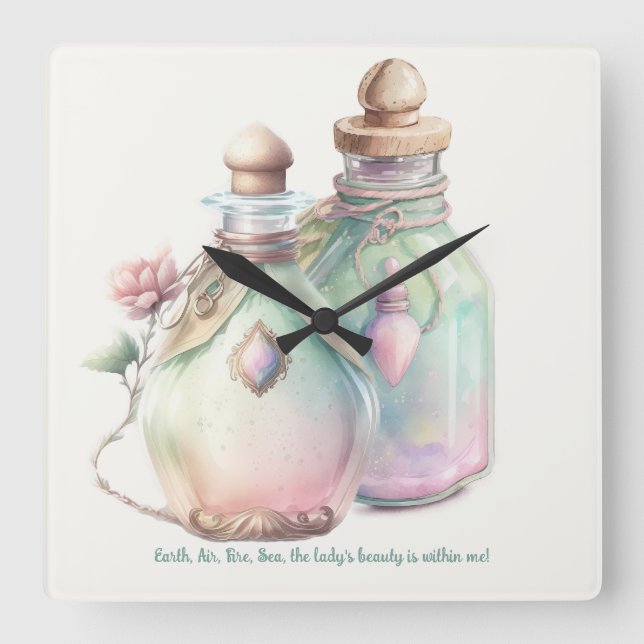 Create Your Own Perfume Bottles Square Wall Clock (Front)