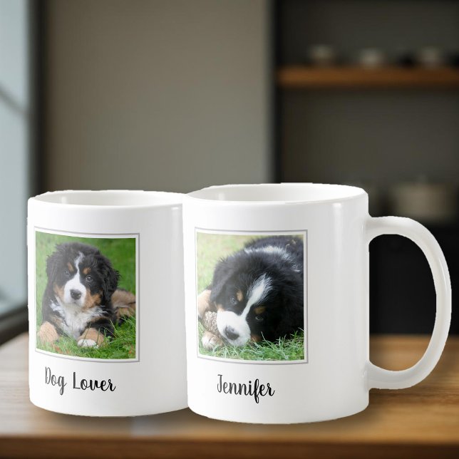 Create your own personal dog lover monogram name coffee mug (Create your own Dog lover mug, Add your own dog photos and your name to personalize.)