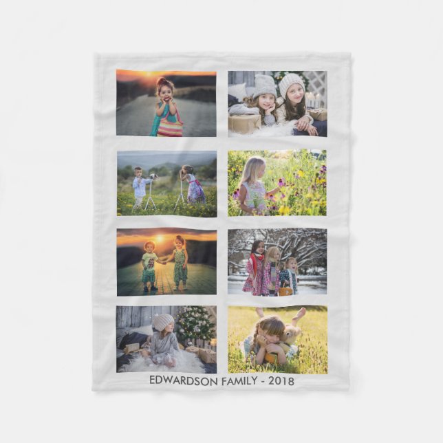 Create your own personal family photo collage fleece blanket (Front)