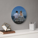 Create your own personal photo wedding large clock<br><div class="desc">Create your own personal photo wedding wall clock.
Add your own most beautiful wedding photo,  add your names and wedding date.
A very personal wedding gift.</div>