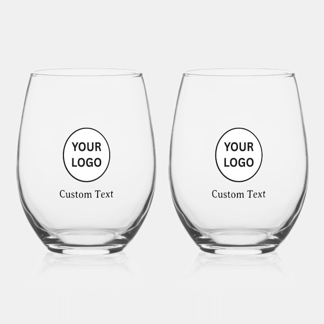 Create Your Own Personalise Add Logo, text Stemless Wine Glass (Front)