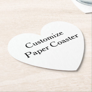 create your own personalise simple Heart Paper Coaster