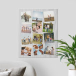 Create Your Own Personalised 12 Photo Collage Faux Canvas Print<br><div class="desc">Create your own personalised photo collage faux canvas print featuring 12 of your favourite pictures and wood grain background</div>