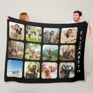 Create Your Own Personalised 12 Photo Collage Fleece Blanket