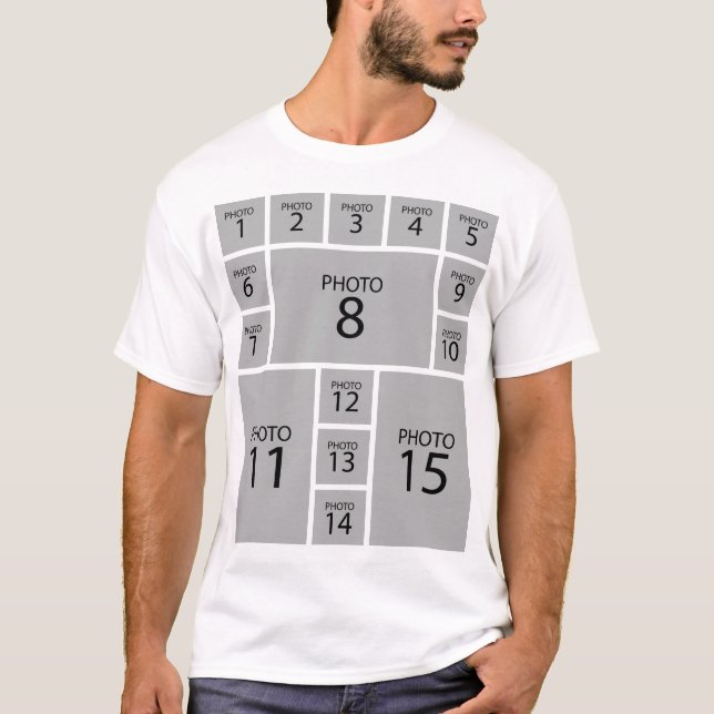 Create your own Personalised 15 PHOTO COLLAGE T-Sh T-Shirt (Front)