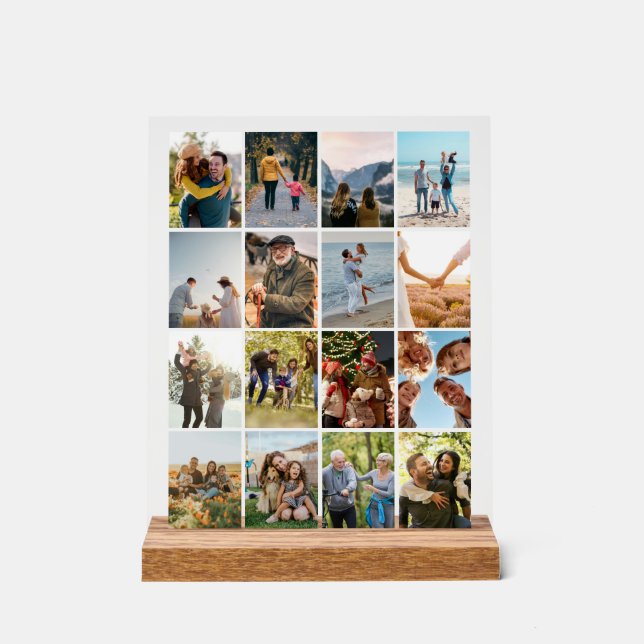 Create Your Own Personalised 16 Photo Collage Acrylic Sign (Front)
