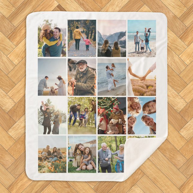 Create Your Own Personalised 16 Photo Collage Sherpa Blanket (Creator Uploaded)