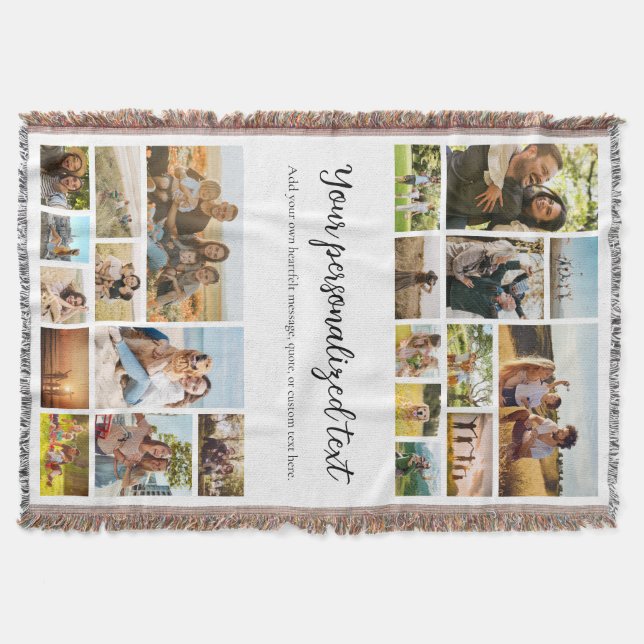 Create Your Own Personalised 22 Photo Collage Throw Blanket (Front)