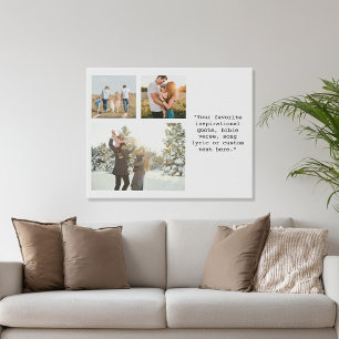 Create Your Own Personalised 3 Photo and Quote Faux Canvas Print