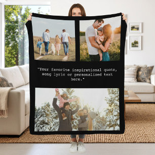 Create Your Own Personalised 3 Photo and Quote Fleece Blanket