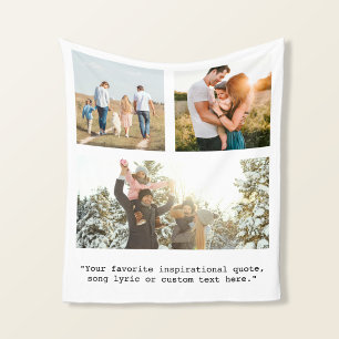 Create Your Own Personalised 3 Photo and Quote Fleece Blanket