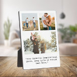 Create Your Own Personalised 3 Photo and Quote Plaque<br><div class="desc">Create your own custom photo and quote plaque. Features three of your photos and personalised text in minimalist typewriter typography.</div>