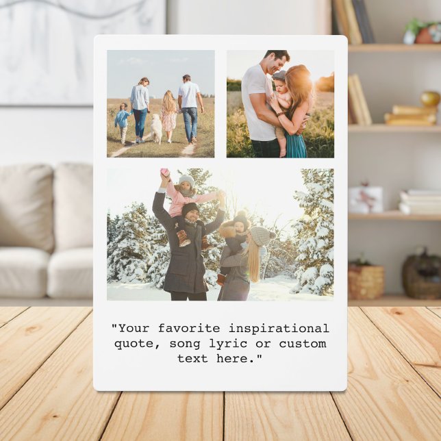 Create Your Own Personalised 3 Photo and Quote Plaque (Creator Uploaded)
