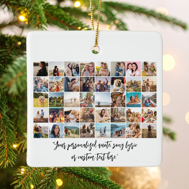 Create Your Own Personalised 40 Photo Collage Ceramic Ornament (Creator Uploaded)