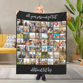 Create Your Own Personalised 56 Photo Collage Fleece Blanket