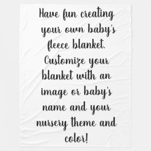 Create Your Own Personalised Babys Fleece Blanket