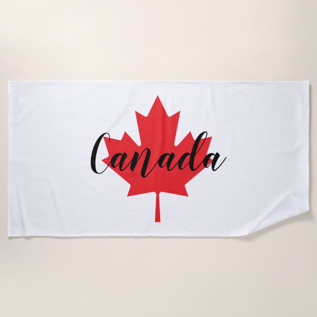Create Your Own Personalised Canada Red Maple Leaf Beach Towel (Front)