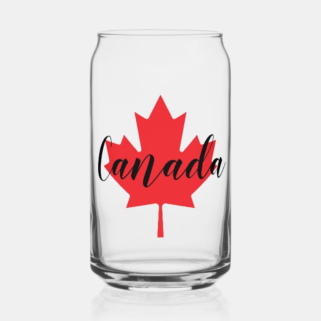 Create Your Own Personalised Canada Red Maple Leaf Can Glass (Front)