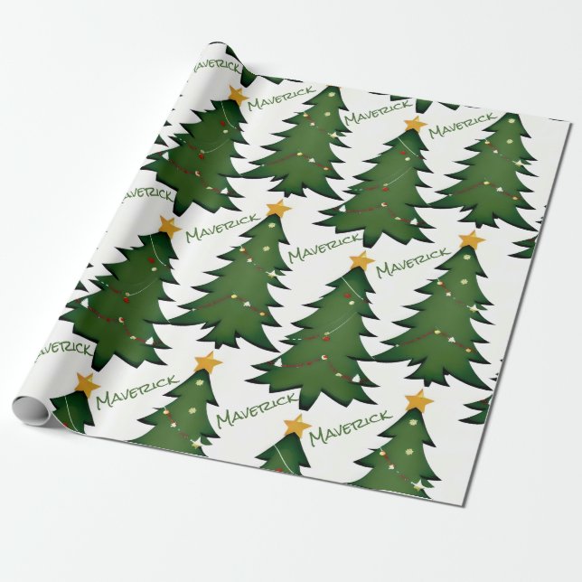 Create Your Own Personalised Christmas Tree Wrapping Paper (Unrolled)