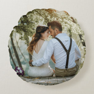 Create Your Own Personalised Couple Wedding Photo Round Cushion