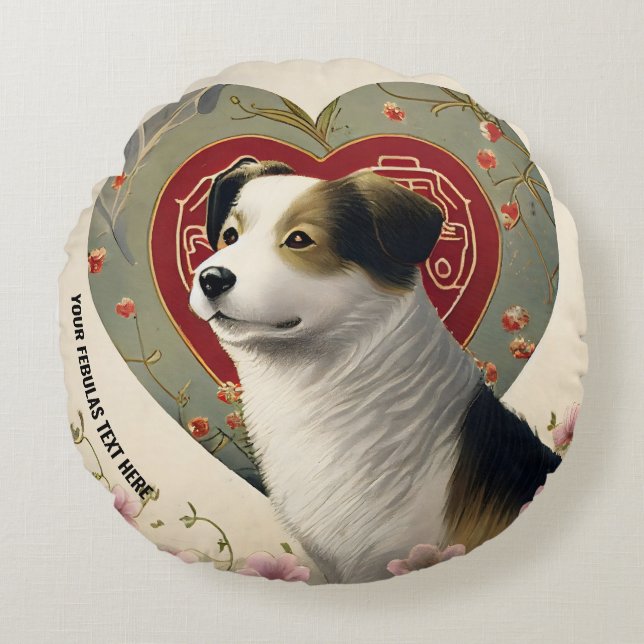 Create Your Own Personalised Custom Pet Photo Text Round Cushion (Front)