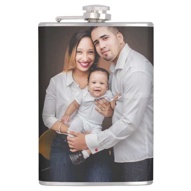 Create Your Own Personalised Family Photo Custom Hip Flask (Front)