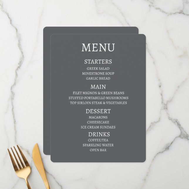 Create Your Own Personalised Menu (Front/Back In Situ)