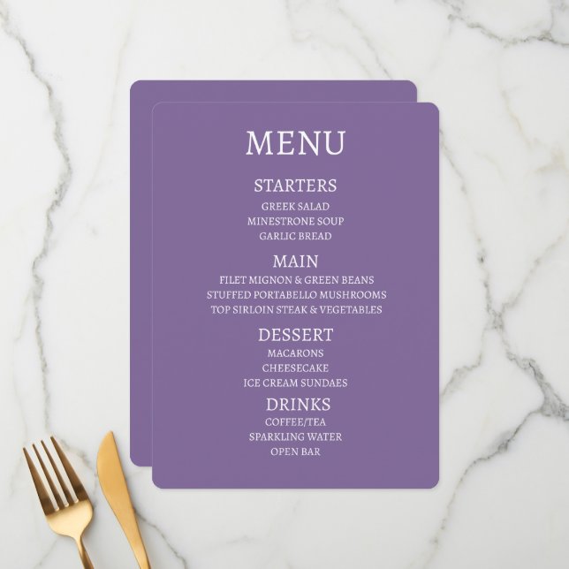 Create Your Own Personalised Menu (Front/Back In Situ)